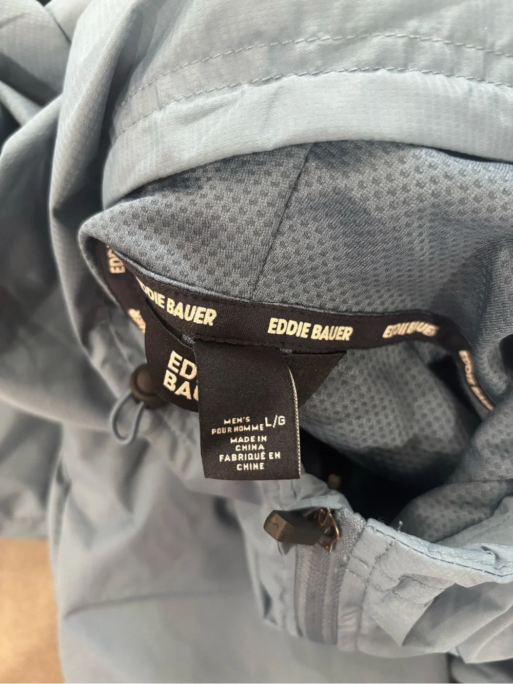 Eddie Bauer Light Blue Hooded Waterproof Rain Jacket